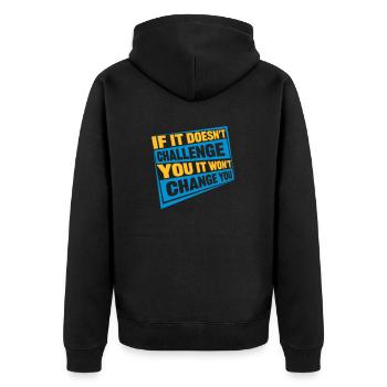 Séance d’entraînement Fitness Motivation Citation - Veste à capuche bio Premium Unisexe - noir - Dos - Nico (187cm)