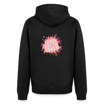 cute but taken quote - Unisex Premium Organic Zip Hoodie - black - Back - Nico (187cm)