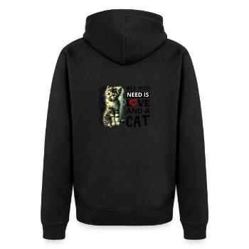 Tout ce dont vous avez besoin, c’est d’amour et d’un chat - Veste à capuche bio Premium Unisexe - noir - Dos - Nico (187cm)