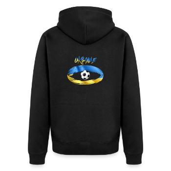 Ukrainischer Fußball - Unisex Premium Bio Zip Hoodie - Schwarz - Hinten - Nico (187cm)