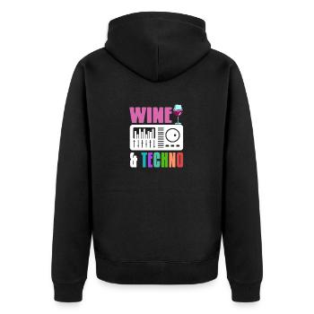 Wine & Techno Awesome Retro Techno Designs - Unisex Premium Organic Zip Hoodie - black - Back - Nico (187cm)