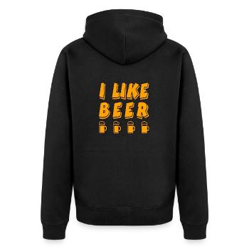 Beer - Unisex Premium Organic Zip Hoodie - black - Back - Nico (187cm)