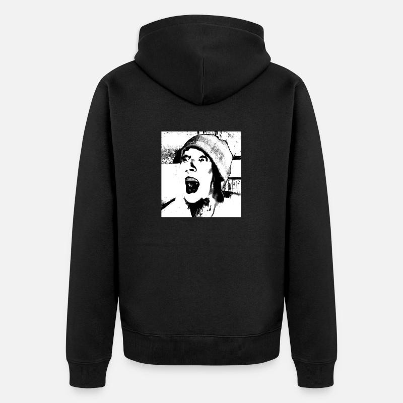 Visage avec casquette (blanc) - Veste à capuche bio Premium Unisexe - noir