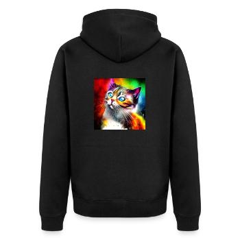 Cute colorful cat - Unisex Premium Organic Zip Hoodie - black - Back - Nico (187cm)