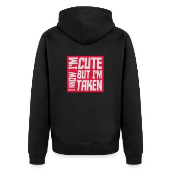 cute but taken quote - Unisex Premium Organic Zip Hoodie - black - Back - Nico (187cm)