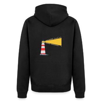 Leuchtturm - Unisex Premium Bio Zip Hoodie - Schwarz - Hinten - Nico (187cm)