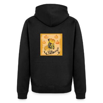 Halloween die Nacht des Grauens Candyman Kürbis - Unisex Premium Bio Zip Hoodie - Schwarz - Hinten - Nico (187cm)