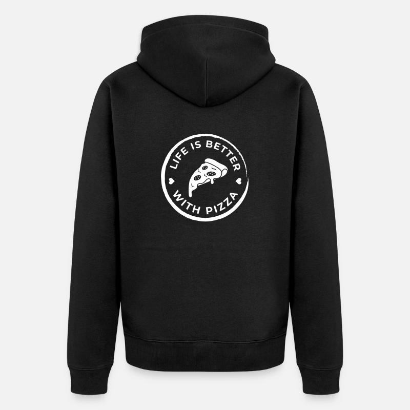 life is better pizza - Unisex Premium Bio Zip Hoodie - Schwarz