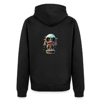 Gruseliger Zombie - Unisex Premium Bio Zip Hoodie - Schwarz - Hinten - Nico (187cm)