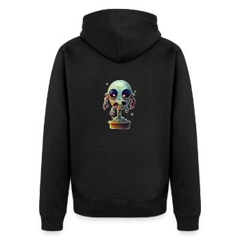 Gruseliges Zombie Monster - Unisex Premium Bio Zip Hoodie - Schwarz - Hinten - Nico (187cm)