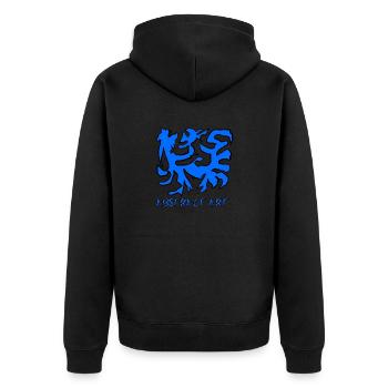 Abstract art in blue - Unisex Premium Organic Zip Hoodie - black - Back - Nico (187cm)
