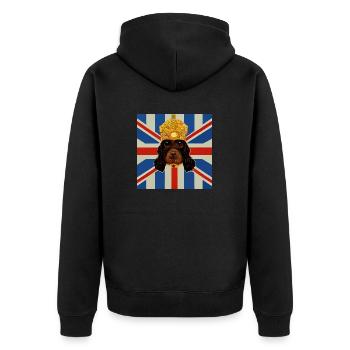 England cocker spaniel Großbritanien Hund Krone - Unisex Premium Bio Zip Hoodie - Schwarz - Hinten - Nico (187cm)