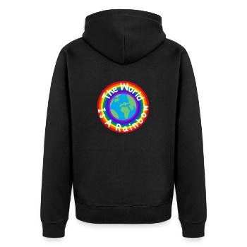 The World Is A Rainbow - Unisex Premium Organic Zip Hoodie - black - Back - Nico (187cm)