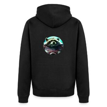 space raccoon - Unisex Premium Bio Zip Hoodie - Schwarz - Hinten - Nico (187cm)
