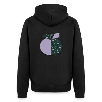 Apfel - Unisex Premium Bio Zip Hoodie - Schwarz - Hinten - Nico (187cm)