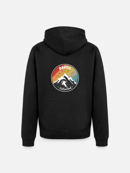 Skier à Davos - Suisse - Veste à capuche bio Premium Unisexe - noir