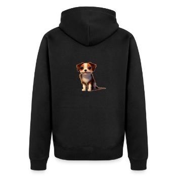 puppy 2 - Unisex Premium Organic Zip Hoodie - black - Back - Nico (187cm)