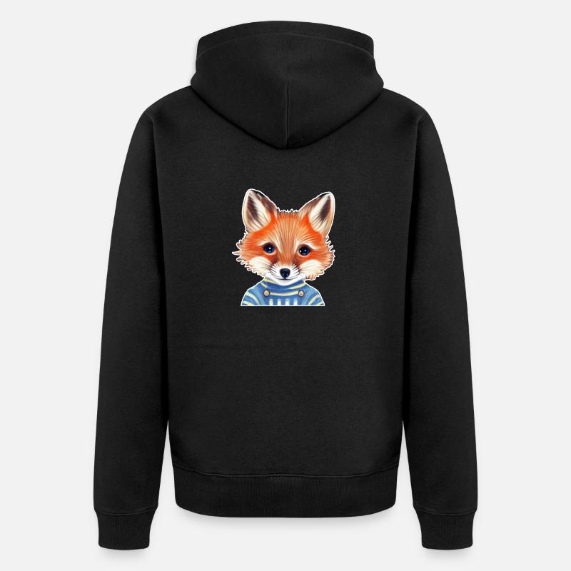 Fuchs mit Pulli - Unisex Premium Bio Zip Hoodie - Schwarz