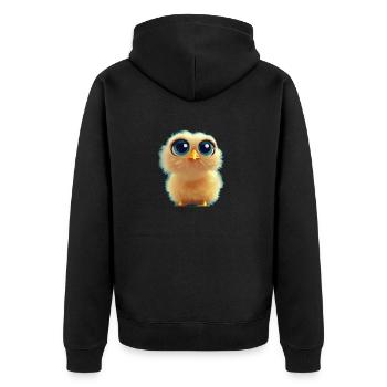 Kücken mit großen Augen - Unisex Premium Bio Zip Hoodie - Schwarz - Hinten - Nico (187cm)