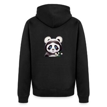 Panda with flowers - Unisex Premium Organic Zip Hoodie - black - Back - Nico (187cm)