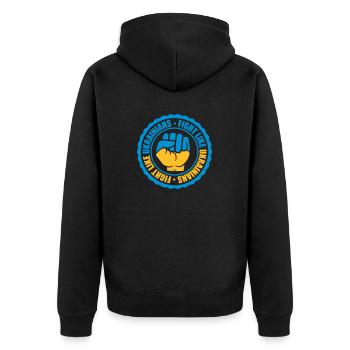se battre comme citation des ukrainiens - Veste à capuche bio Premium Unisexe - noir - Dos - Nico (187cm)