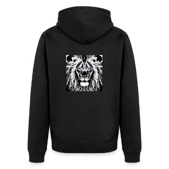 BLACK AND WHITE LION GOD - Unisex Premium Organic Zip Hoodie - black - Back - Nico (187cm)
