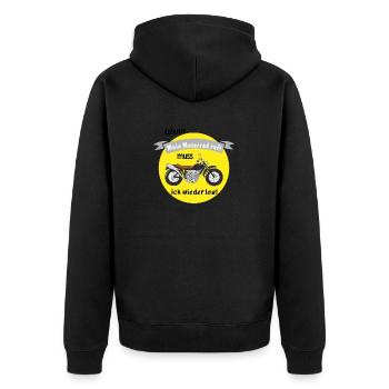 wenn mein motorrad ruft - Unisex Premium Bio Zip Hoodie - Schwarz - Hinten - Nico (187cm)