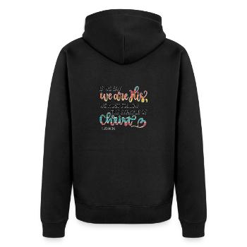Christian Design - Follow Christ - Unisex Premium Organic Zip Hoodie - black - Back - Nico (187cm)