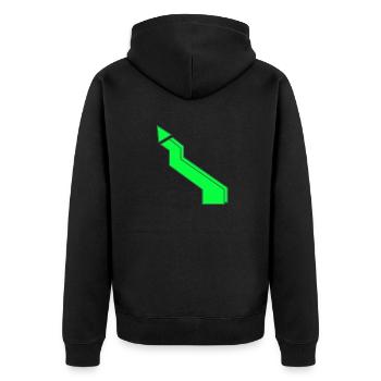 Blitz grün - Unisex Premium Bio Zip Hoodie - Schwarz - Hinten - Nico (187cm)