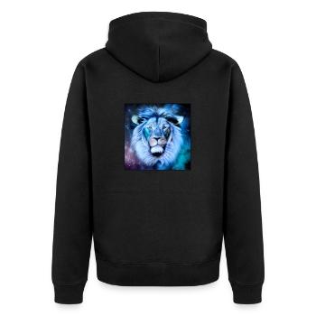 SURREAL LION 3 - Unisex Premium Organic Zip Hoodie - black - Back - Nico (187cm)