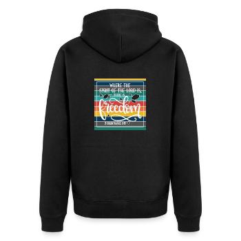 Christlicher Plan, wo der Geist des Herrn ist - Unisex Premium Bio Zip Hoodie - Schwarz - Hinten - Nico (187cm)