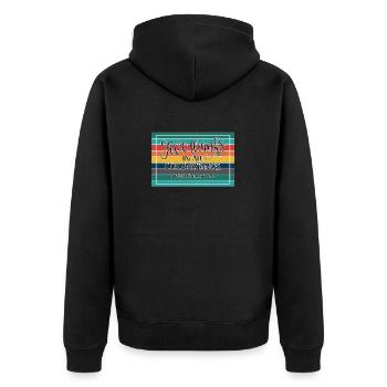 Christian Design Give Thanks in all circumstances - Unisex Premium Organic Zip Hoodie - black - Back - Nico (187cm)
