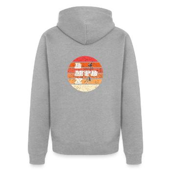 MTB BMX Vintage BMX MTB - Unisex Premium Bio Zip Hoodie - Grau meliert - Hinten - Nico (187cm)