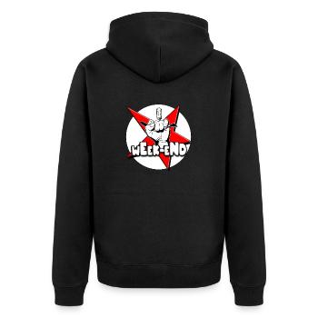 weekend red star bad boy - Unisex Premium Organic Zip Hoodie - black - Back - Nico (187cm)