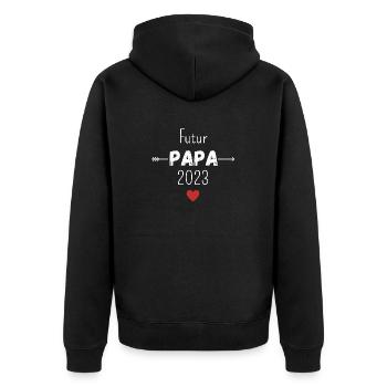 Futur papa 2023 - Veste à capuche bio Premium Unisexe - noir - Dos - Nico (187cm)