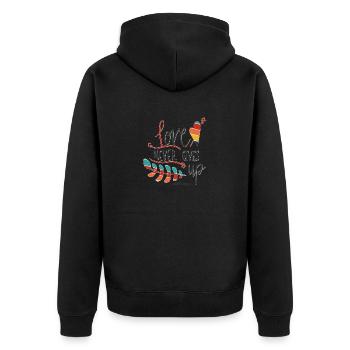 L’amour du design chrétien n’abandonne jamais 1 - Veste à capuche bio Premium Unisexe - noir - Dos - Nico (187cm)