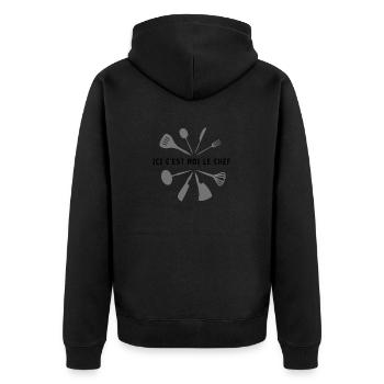Ici c'est moi le chef - Veste à capuche bio Premium Unisexe - noir - Dos - Nico (187cm)