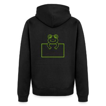 Shield show comic frog - Unisex Premium Organic Zip Hoodie - black - Back - Nico (187cm)