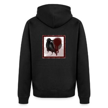 Düsterer Rabe Dohle Vogel in Schwarz - Unisex Premium Bio Zip Hoodie - Schwarz - Hinten - Nico (187cm)