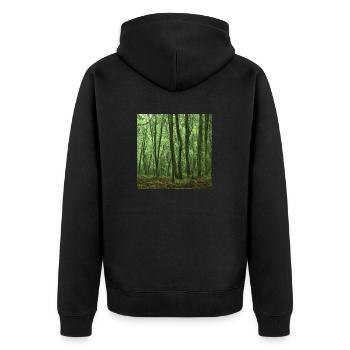 lonely green woods - Unisex Premium Bio Zip Hoodie - Schwarz - Hinten - Nico (187cm)