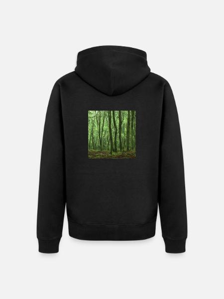 lonely green woods - Unisex Premium Organic Zip Hoodie - black