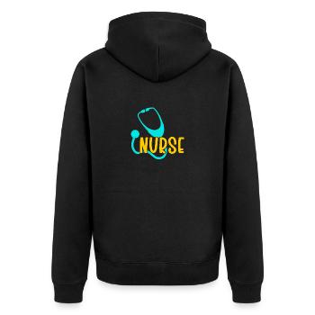 Nurse 05 01 - Unisex Premium Organic Zip Hoodie - black - Back - Nico (187cm)