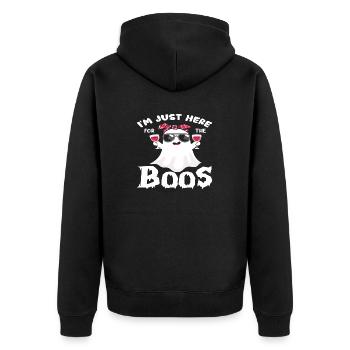 I´m just here for the Boos - Unisex Premium Bio Zip Hoodie - Schwarz - Hinten - Nico (187cm)