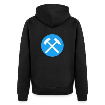 Erzgebirge Heimat Gebirge Wandern Bergbau - Unisex Premium Bio Zip Hoodie - Schwarz - Hinten - Nico (187cm)