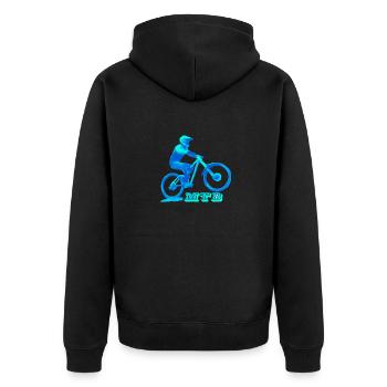 MTB Mountainbike BMX Fahrrad - Unisex Premium Bio Zip Hoodie - Schwarz - Hinten - Nico (187cm)