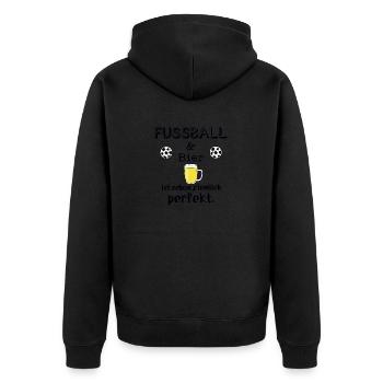 fussball und bier - Unisex Premium Bio Zip Hoodie - Schwarz - Hinten - Nico (187cm)