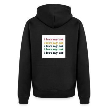 I love my cat - Unisex Premium Bio Zip Hoodie - Schwarz - Hinten - Nico (187cm)