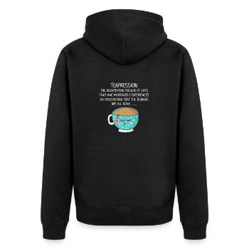 Teapression - Unisex Premium Organic Zip Hoodie - black - Back - Nico (187cm)