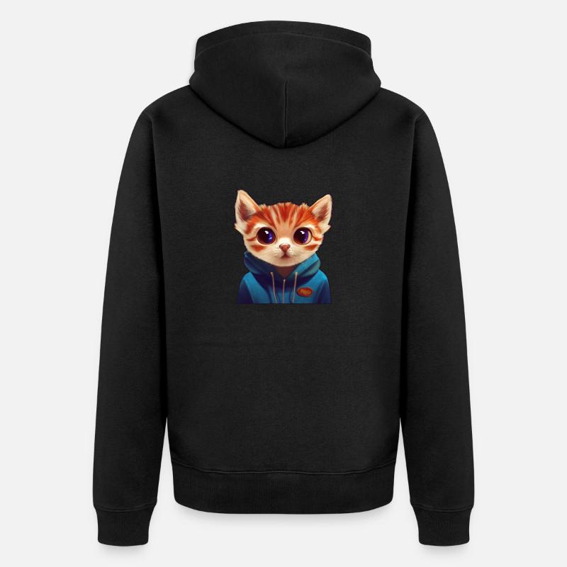 Kitten mit Pullover - Unisex Premium Bio Zip Hoodie - Schwarz