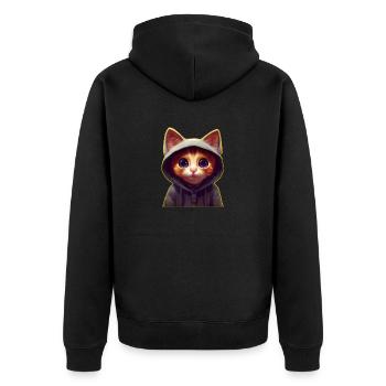 Chat avec pull - Veste à capuche bio Premium Unisexe - noir - Dos - Nico (187cm)